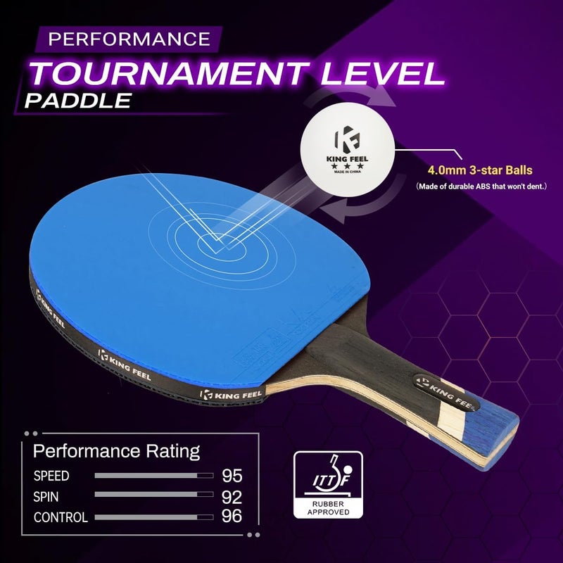 KINGFEEL Professional Ping Pong Paddles-Lightweight Carbon Fiber Table Tennis Rackets with 7-Ply Blade, 2.0mm Premium Sponge, ITTF Approved Rubber - for Tournament-Level Performance Table Tennis Paddles - Image 3